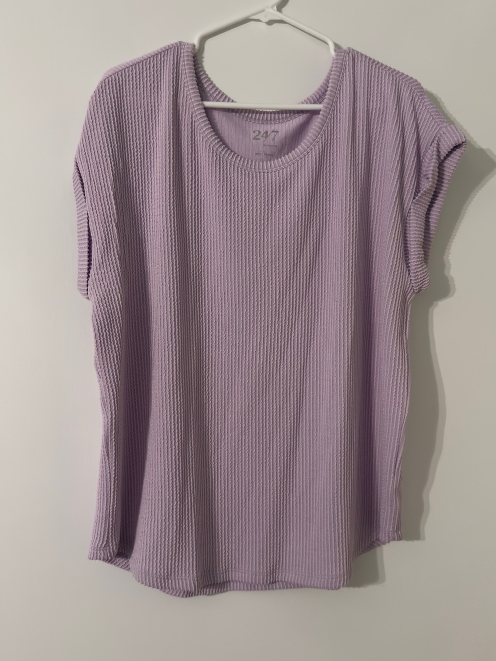 Women's Lilac Waffle Knit Short Sleeve Top